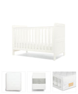Hampden 4 Piece Set with Cotbed, Mattress, Fitted Sheets & Mattress Protector - White