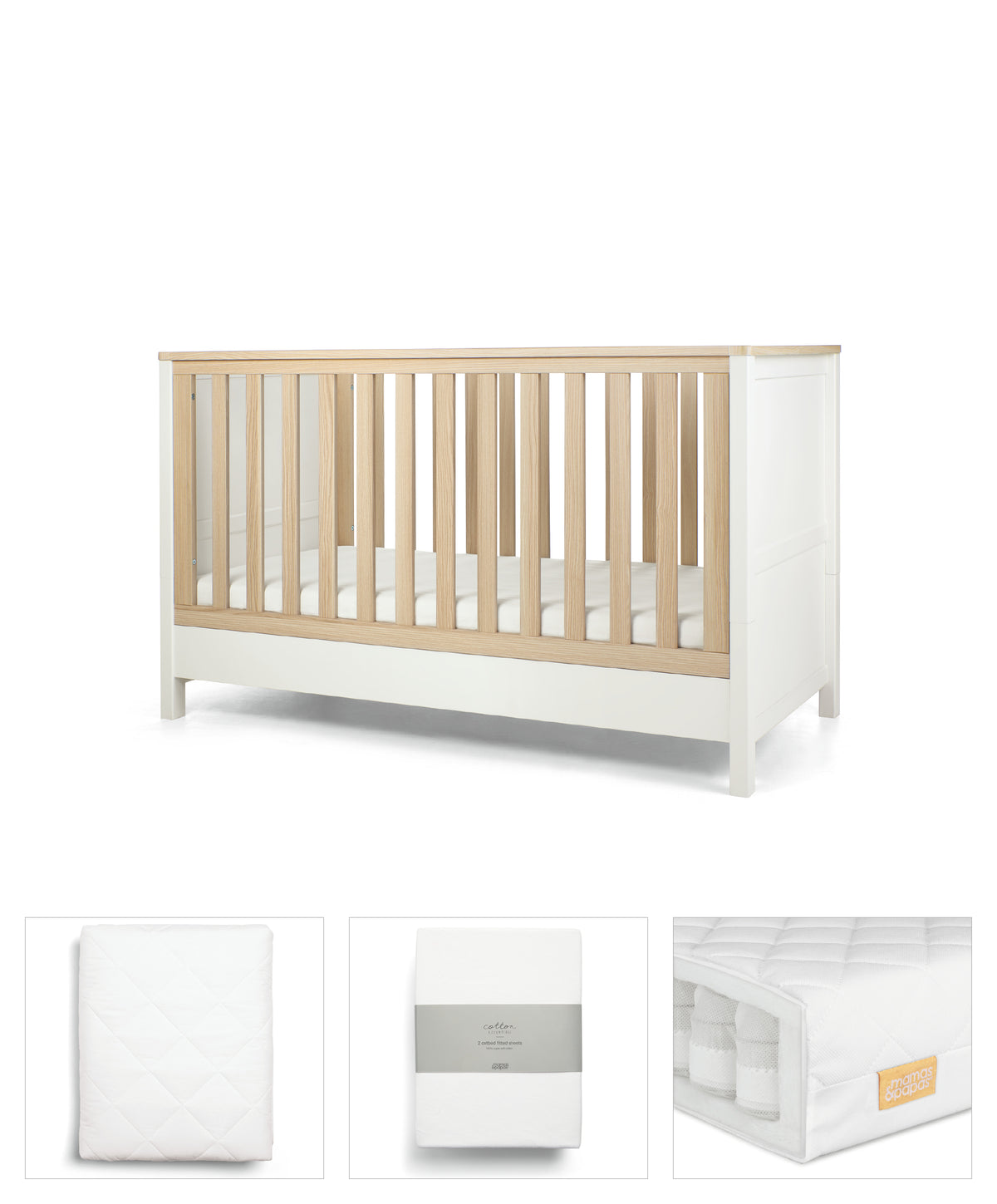 Harwell Baby Cot Bed White Oak Nursery Furniture M P AUSTRALIA