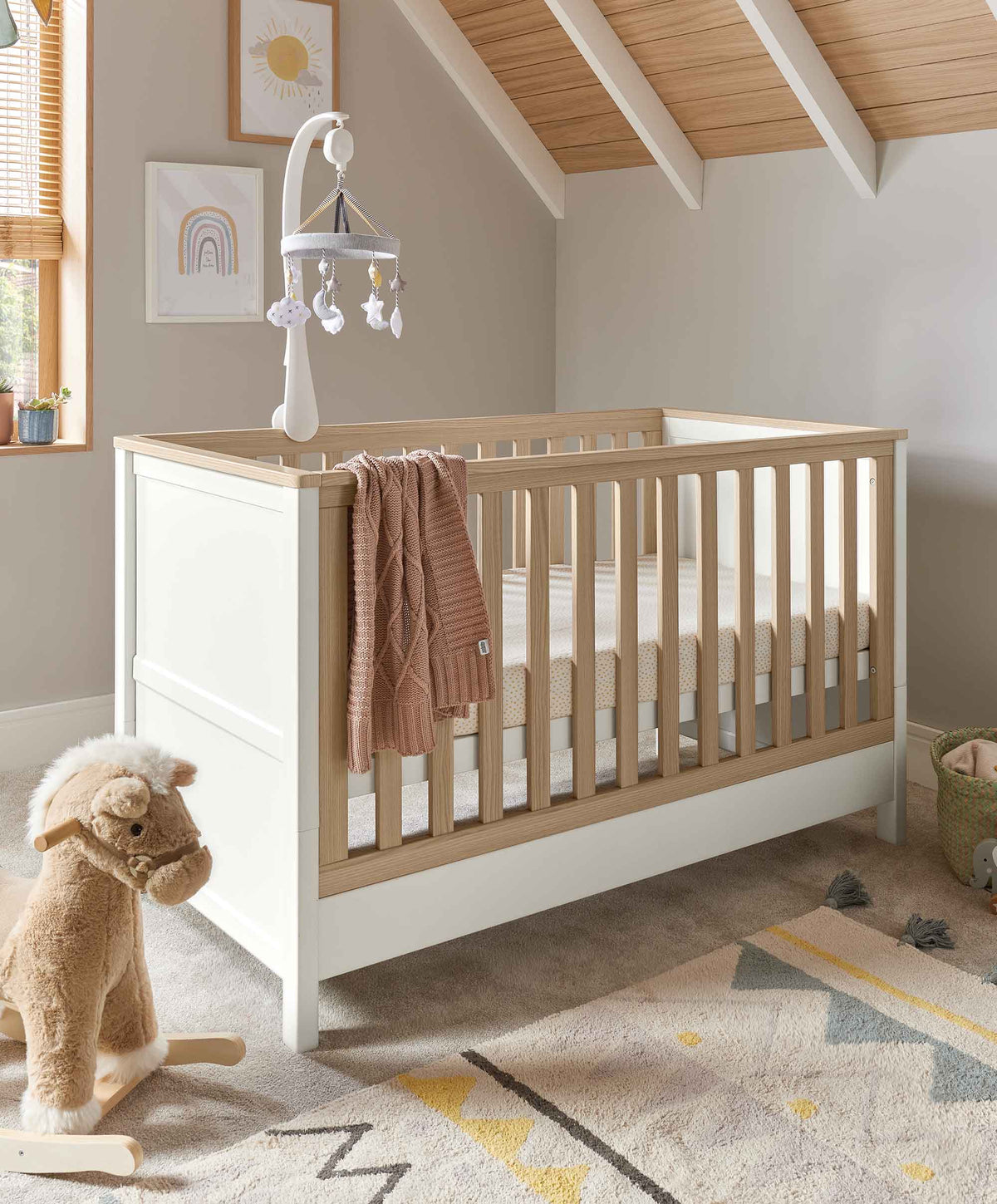 Harwell Baby Cot Bed White Oak Nursery Furniture M P AUSTRALIA